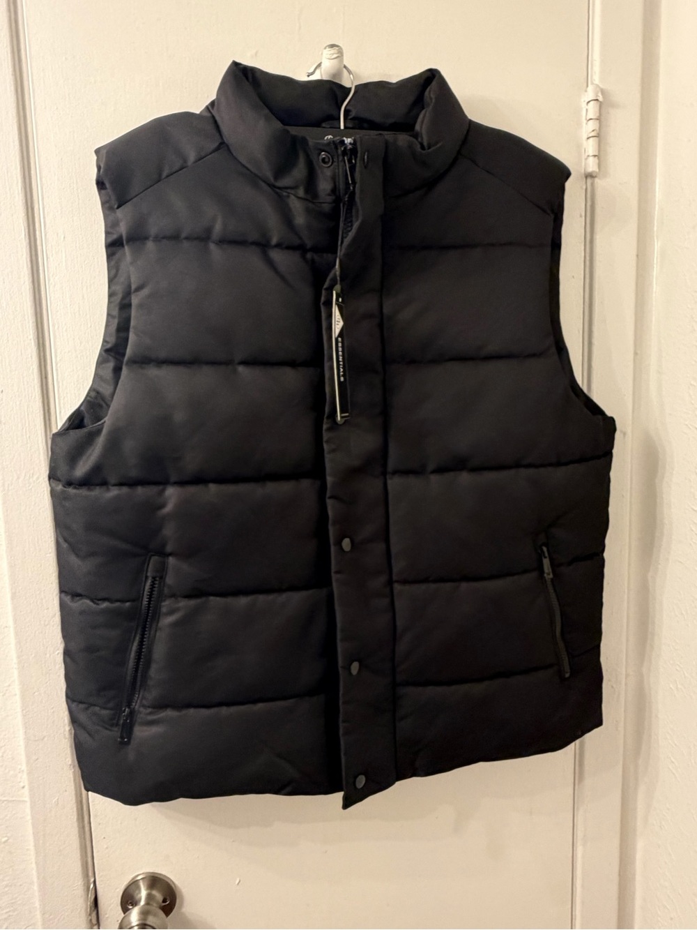 Essentials Black Quilted Puffer Vest